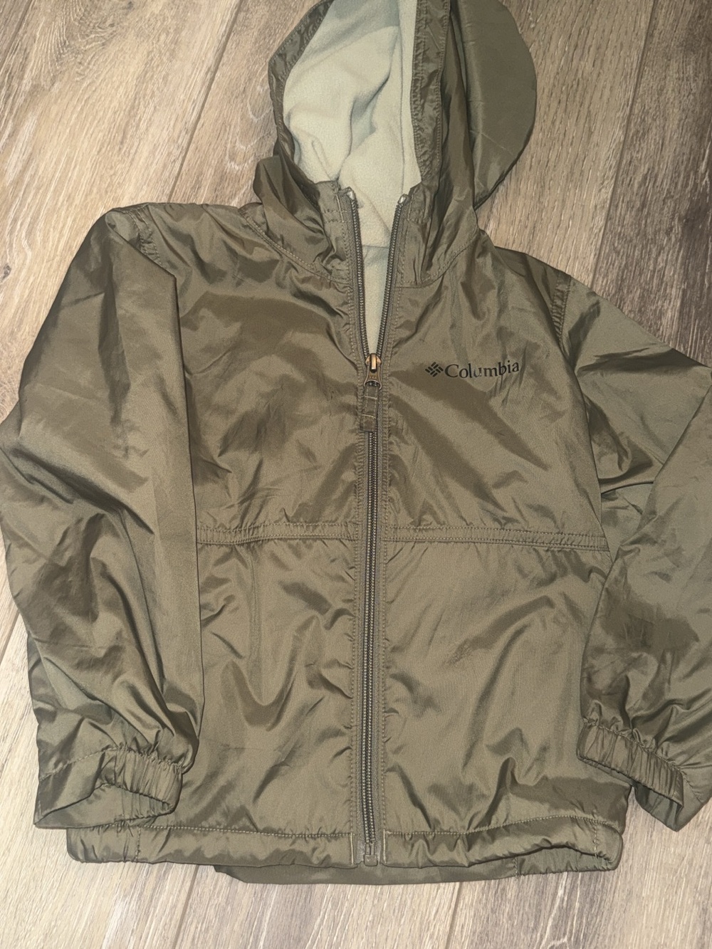 Columbia Kids Olive Green Hooded Rain Jacket